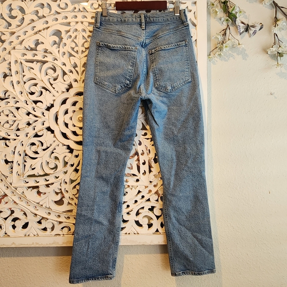 AGOLDE RILEY HIGH RISE CROPPED DISTRESSED LIGHT WASH JEANS WOMENS SZ 25 - Picture 15 of 16